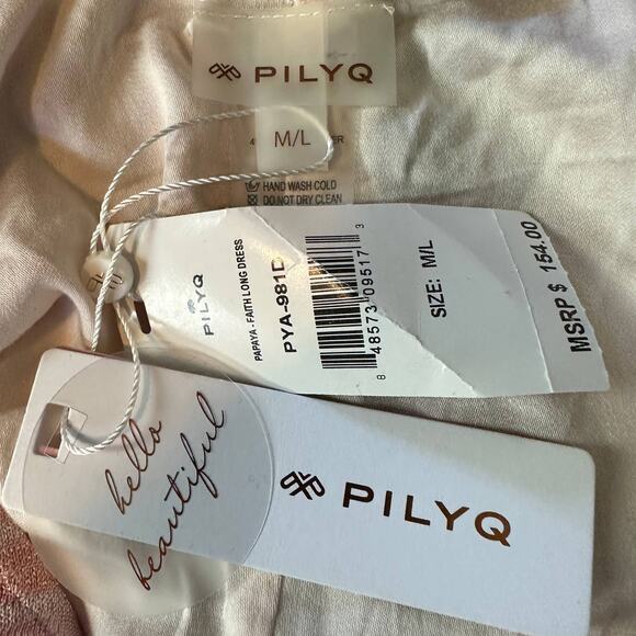 PilyQ Pink Black Striped Glitter Maxi Halter Dress MEDIUM /LARGE Beach Faith NEW - Picture 10 of 11